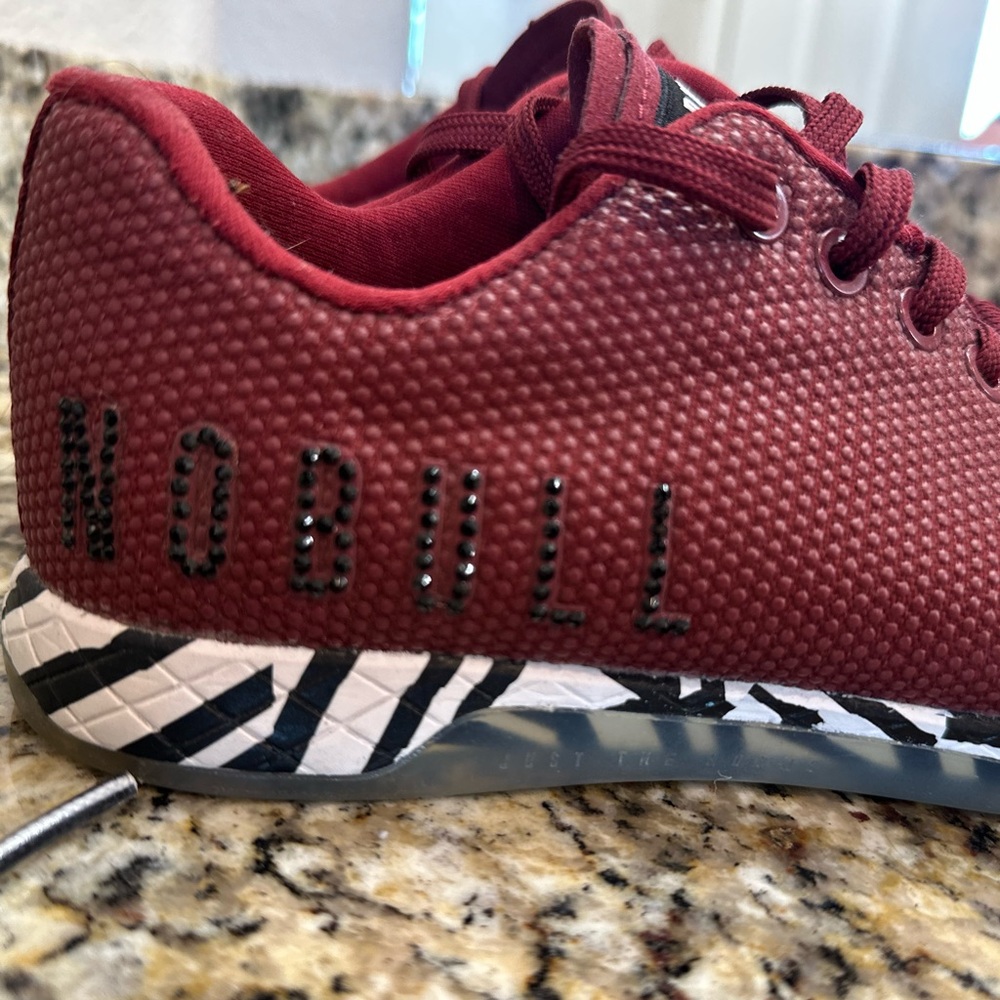 NOBULL Burgundy Athletic Shoes with Black & White Zebra Midsole - Picture 3 of 6